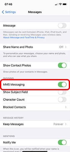Enable SMS and MMS Messaging