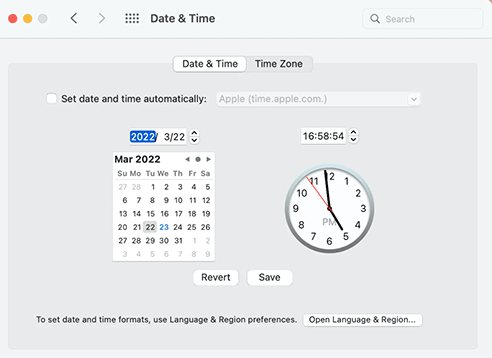 Date and Time Mac