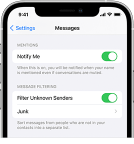 Filter Unknown Senders iOS